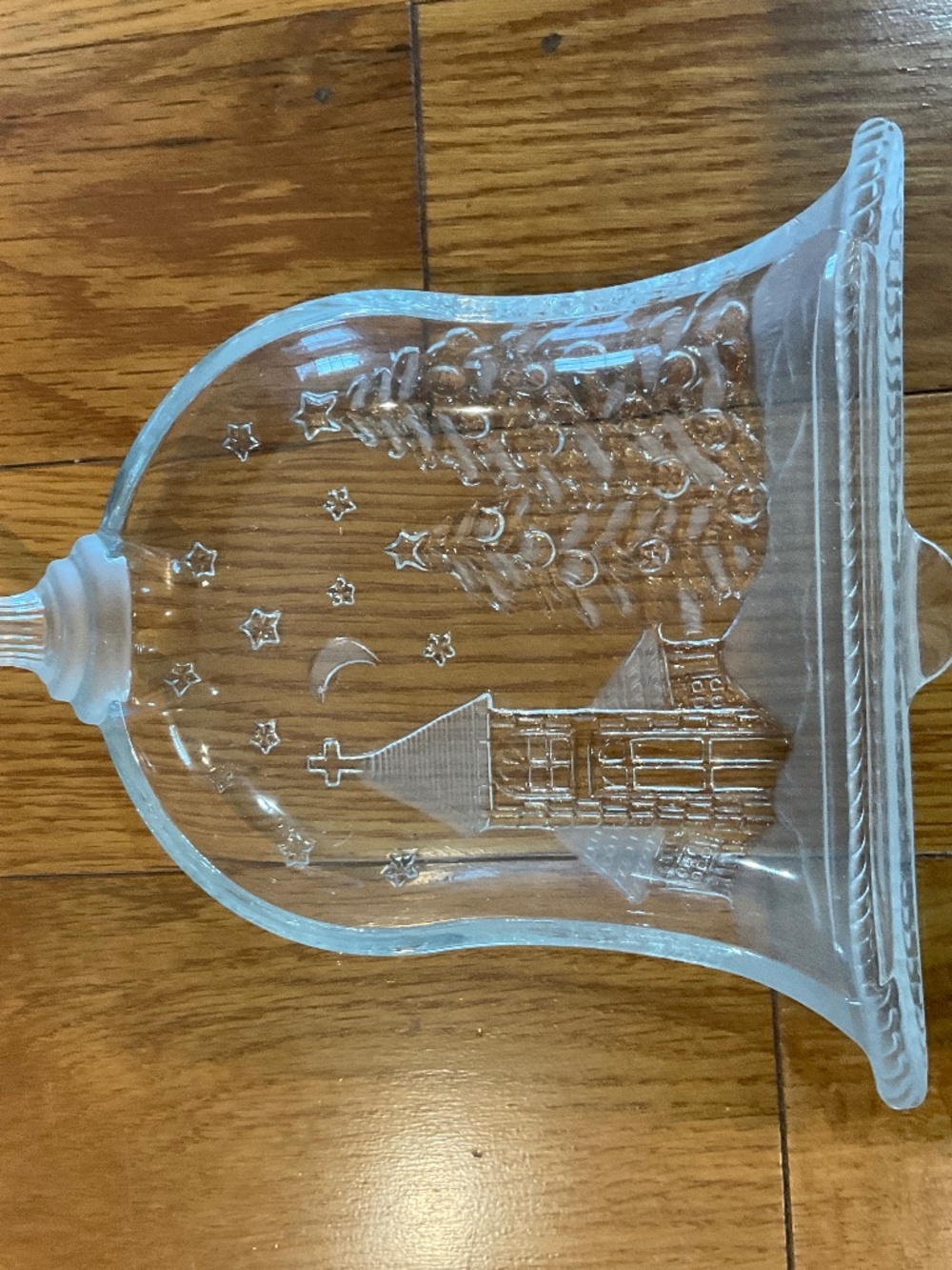 Vintage Christmas Glass Holiday Bell Serving Dish
